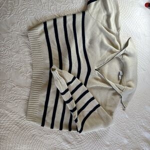 Striped Cream and Black Women's Sweater